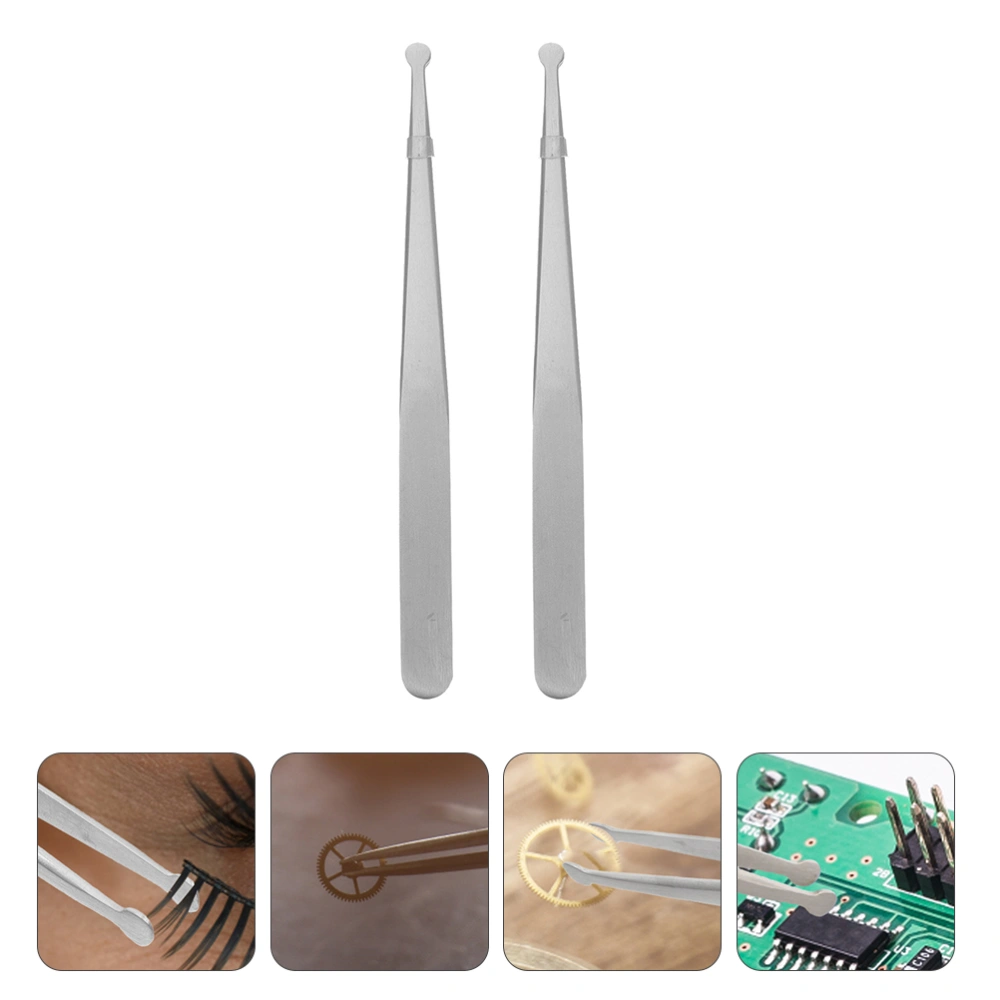 2pcs Precision Tweezers Anti-Static Stainless Steel Tweezers Stamp Tweezers