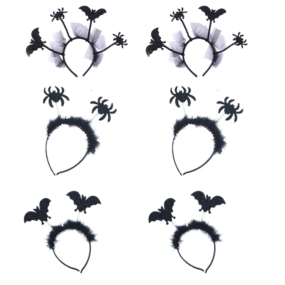 6pcs Halloween Headwear Bat Spider Hair Headdress Hair Accessories