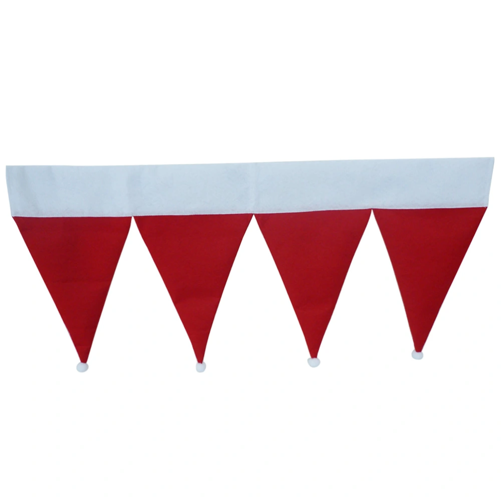 Christmas Santa Hat Curtain Valance Christmas Door Window Flag Bunting Decorations for Home Living Room (Red)