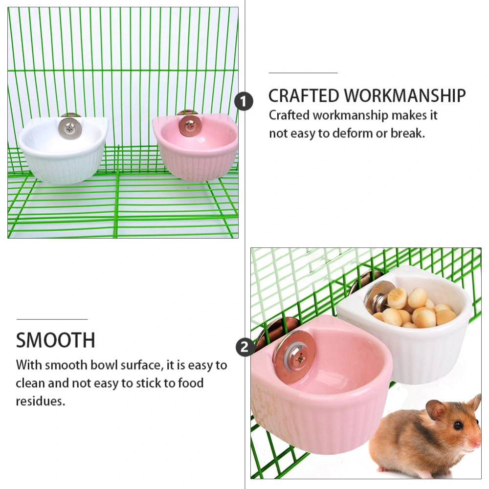 1Pc Ceramic Fixable Food Bowl Smooth Pet Food Bowl Eco-friendly Feeder (L, Pink)