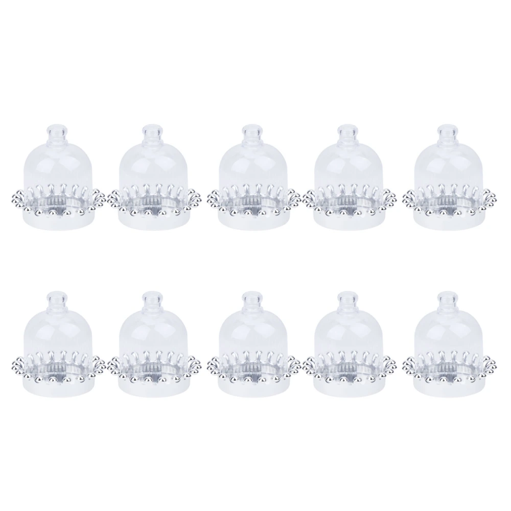 10 Sets Creative Cake Carrier Cover Portable Plastic Cloche Cakes Plate Multifunctional Cupcakes Display Desserts with Transparent Dome and Silver Bottom Plate