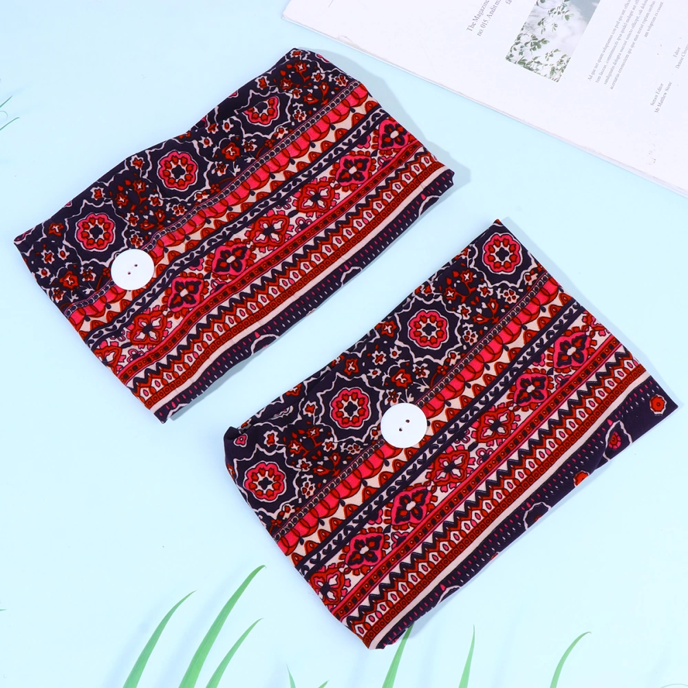 2PCS Breathable Printed Binding Headband Stretch Cloth Mask Button Fashionable Yoga Headscarf Multi-functional Fitness Headscarf for Women Madam Wearing