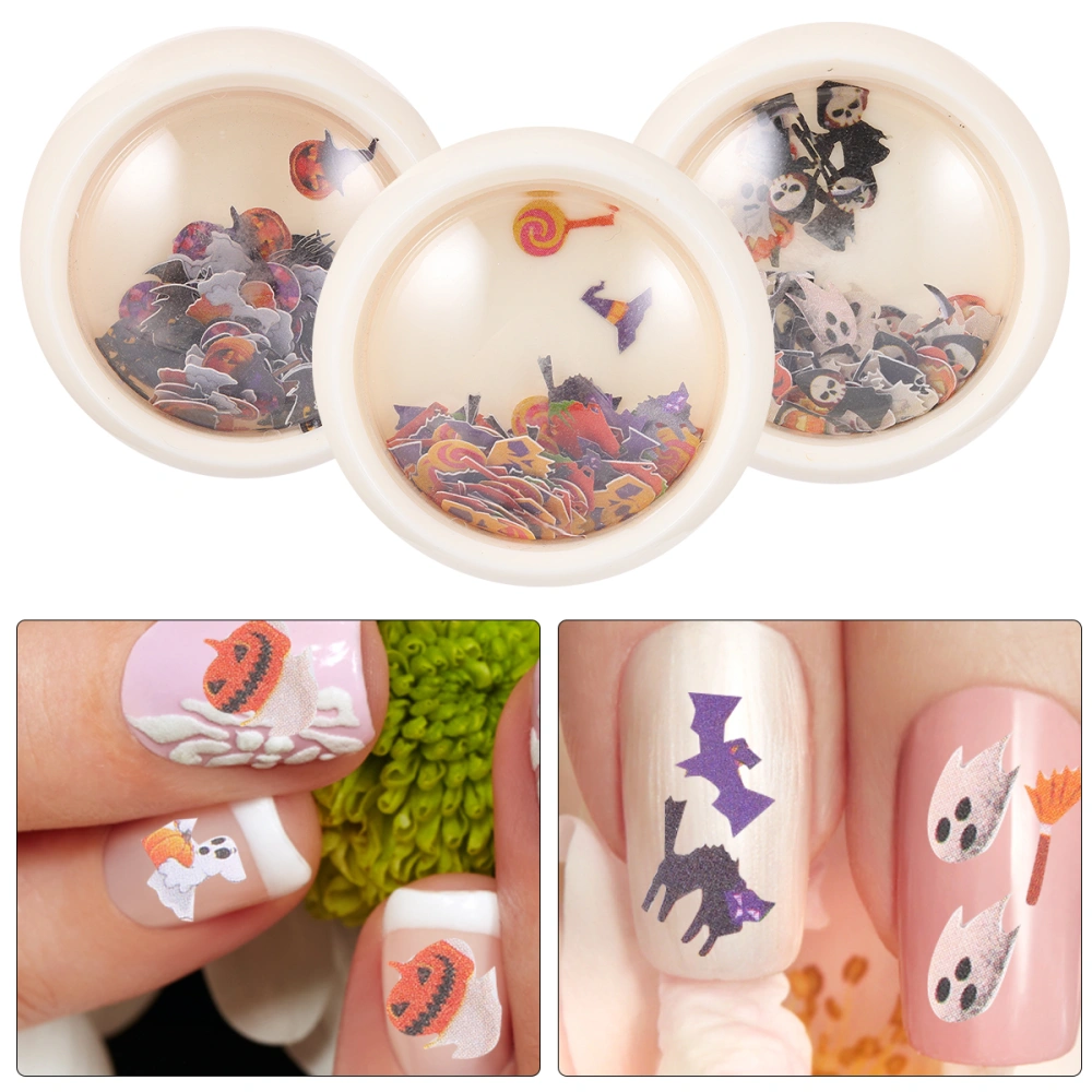 3 Boxes Halloween Nail Sticker Halloween Nail Decals Cartoon Nail Art Decor