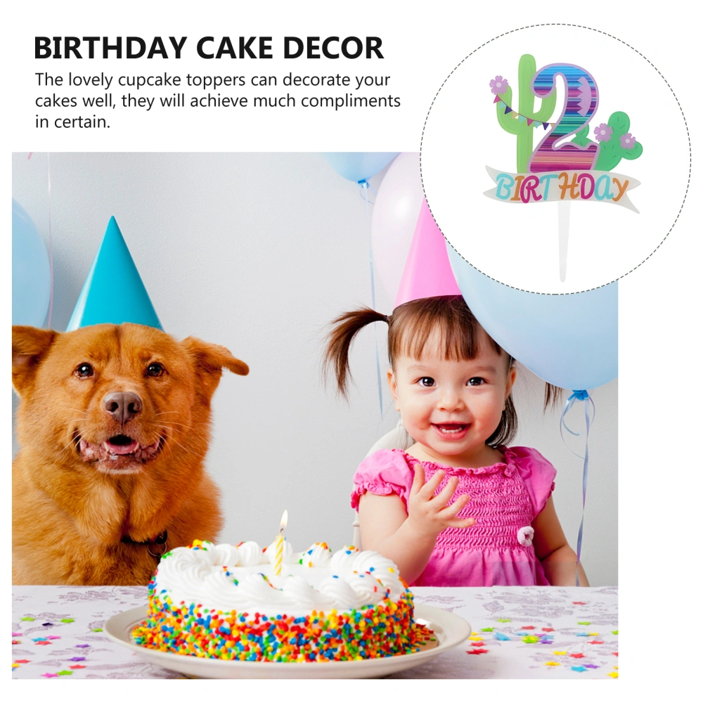 2Pcs Acrylic Cake Insert Toppers Birthday Dessert Toppers Cake Festival Decors