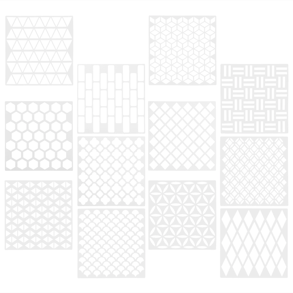 12pcs Household Tile Stencil Hollow Out DIY Painting Craft Making Templates