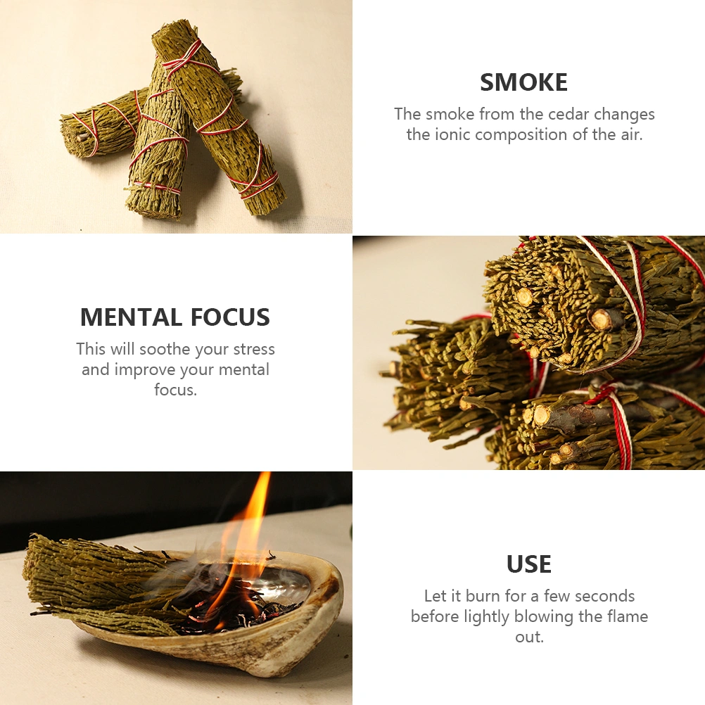 3 Bundles of Smudges Stick Pure Leaf Cedar Wands for Meditation Air Purification
