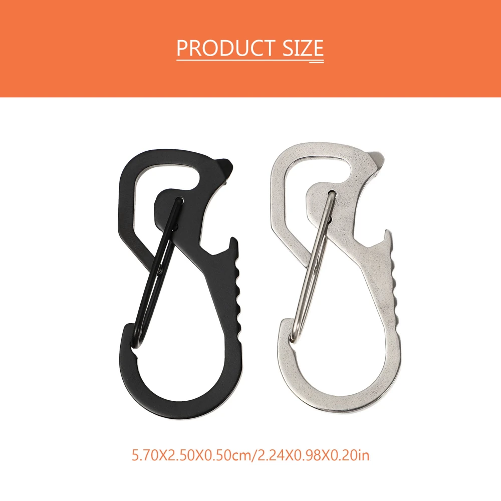 2pcs Stainless Steel Key Rings Outdoor Camping Carabiners Heavy Duty Carabiners