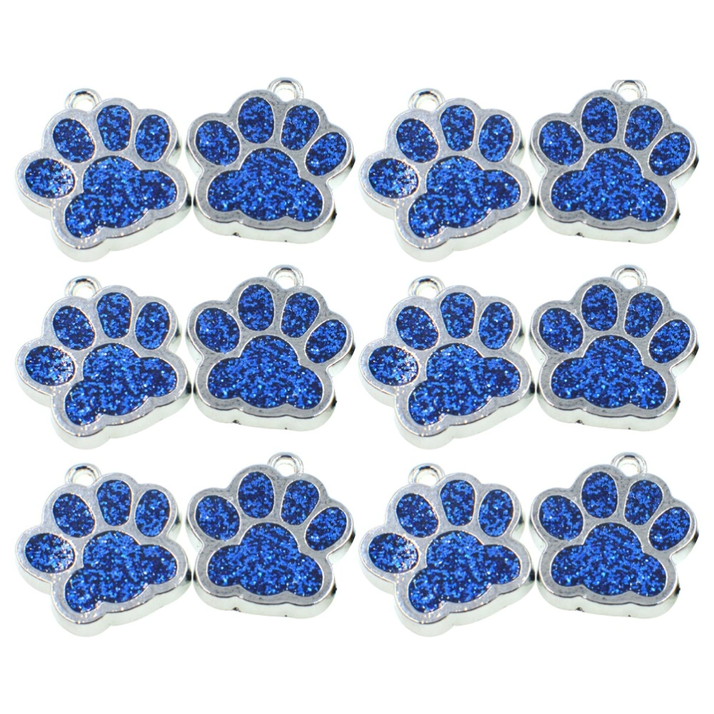 12pcs Alloy Dripping Dog Footprints Shaped DIY Key Chain Pendant Bracelet Necklace Accessories Pendant (Random Color)