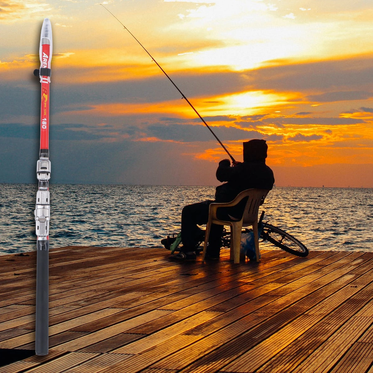 1pc Portable Sea Fishing Rod Soft-tailed Extension Rod Retractable Rod Lightweight Fishing Rod（Red 1.8M）