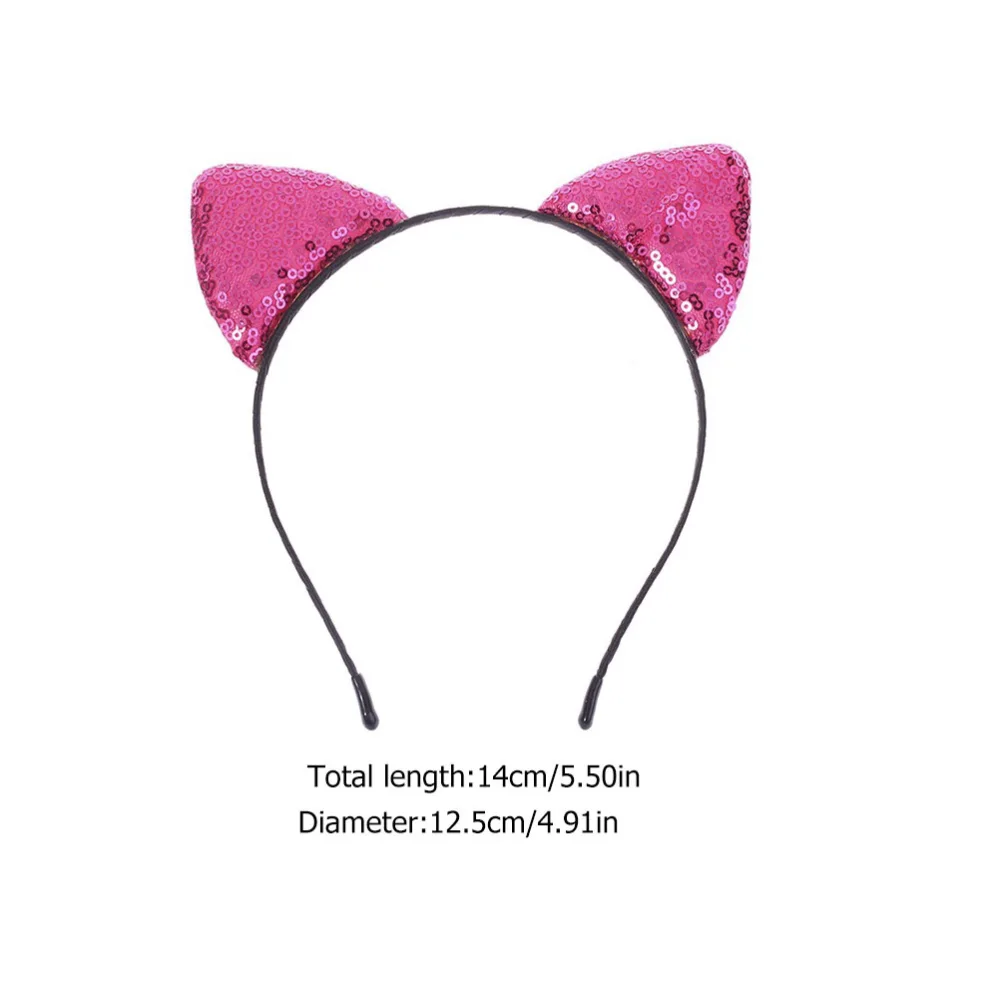 6pcs Cat Ear Hair Glitter Headband Cat Ears Headpiece Costume Accessories