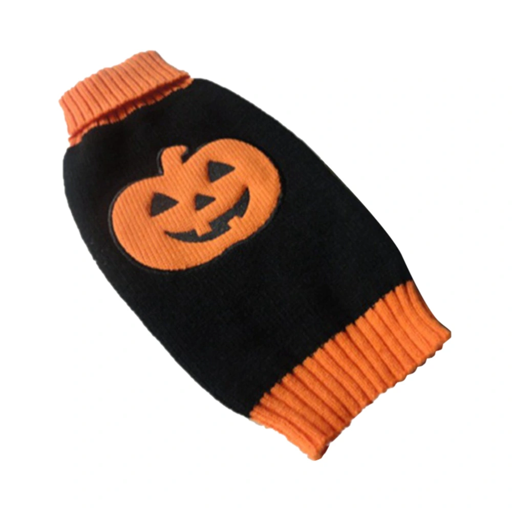 Pet Dog Halloween Style Knit Turtleneck Dog Sweater Clothing Pumpkin Patterns Size S (Random Color)