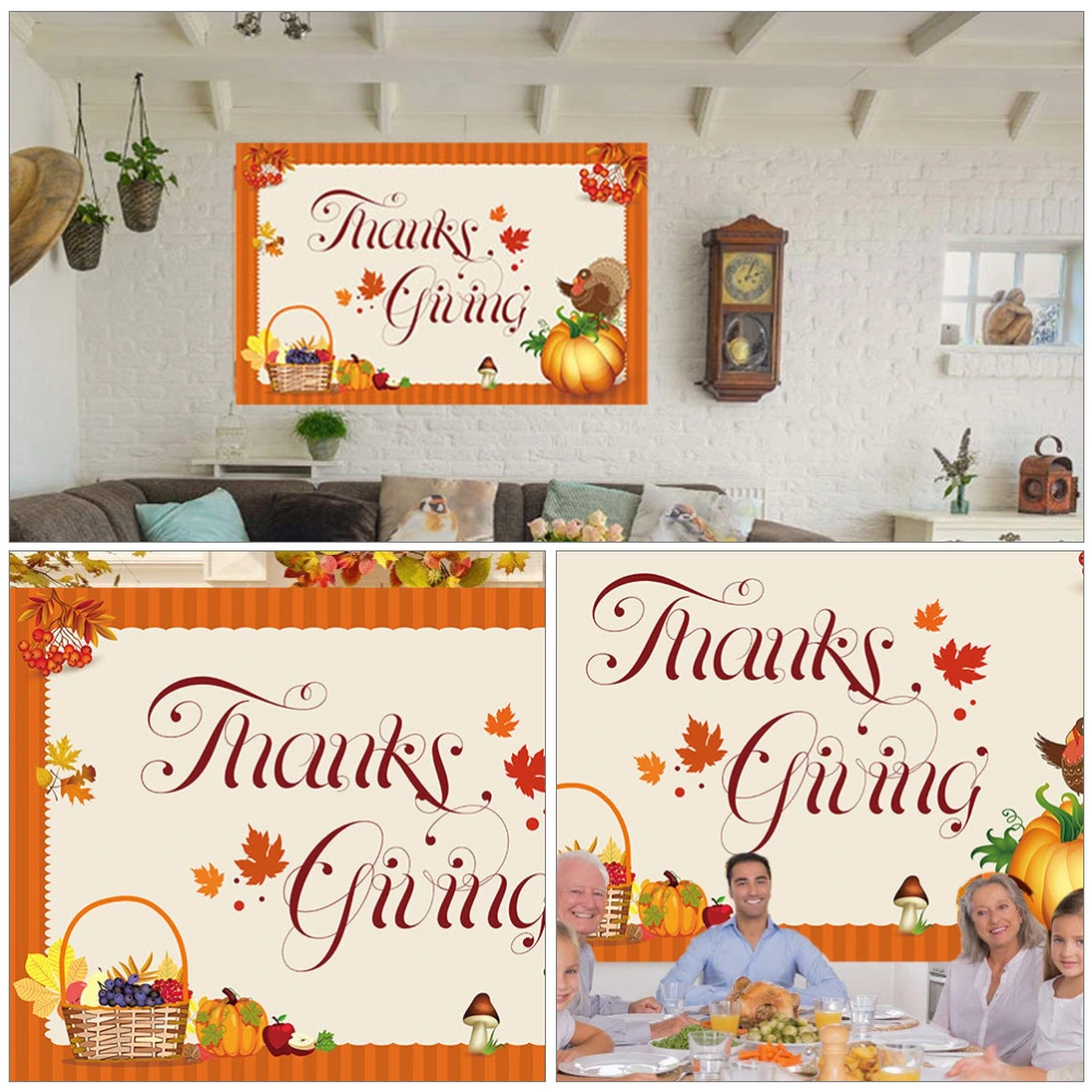 1Pc Thanksgiving Day Hanging Banner Home Backdrop Ornament Festival Decor Orange