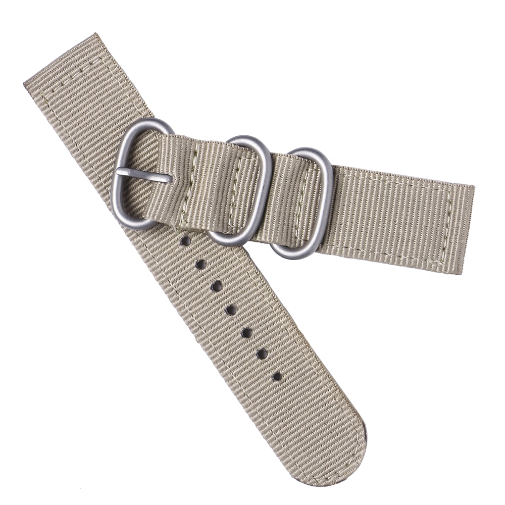 20mm Watch Strap Webbing Durable 2-Joint Nylon Watch Band Wristband for Watch Replacement (Khaki)