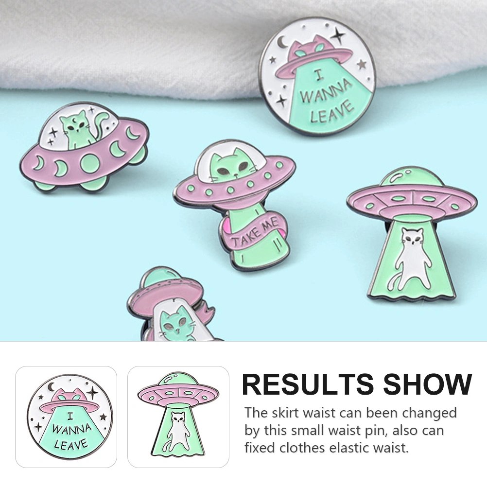 5pcs Enamel Lapel Pin Astronaut Cat Brooch Backpack Badge Spaceship Lapel Brooch