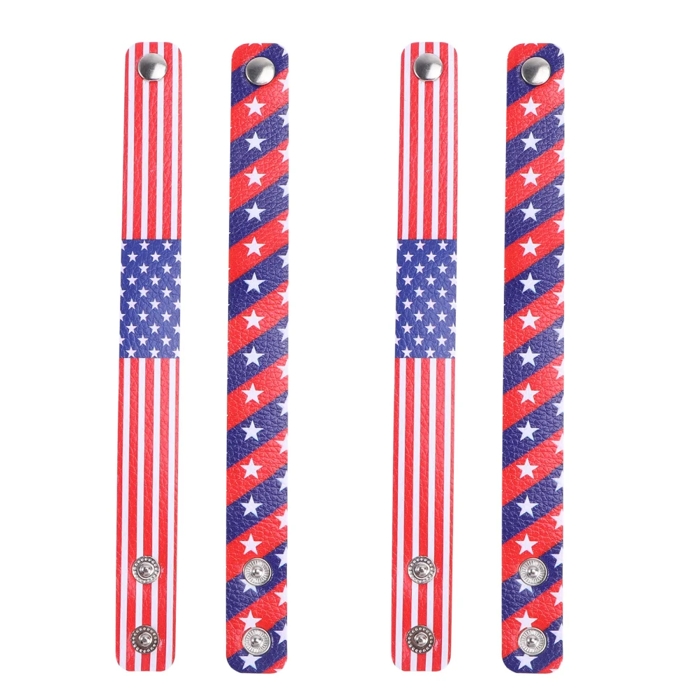 4Pcs Independence Day Bracelet American Flag Design Bangle Festival Hand Decor