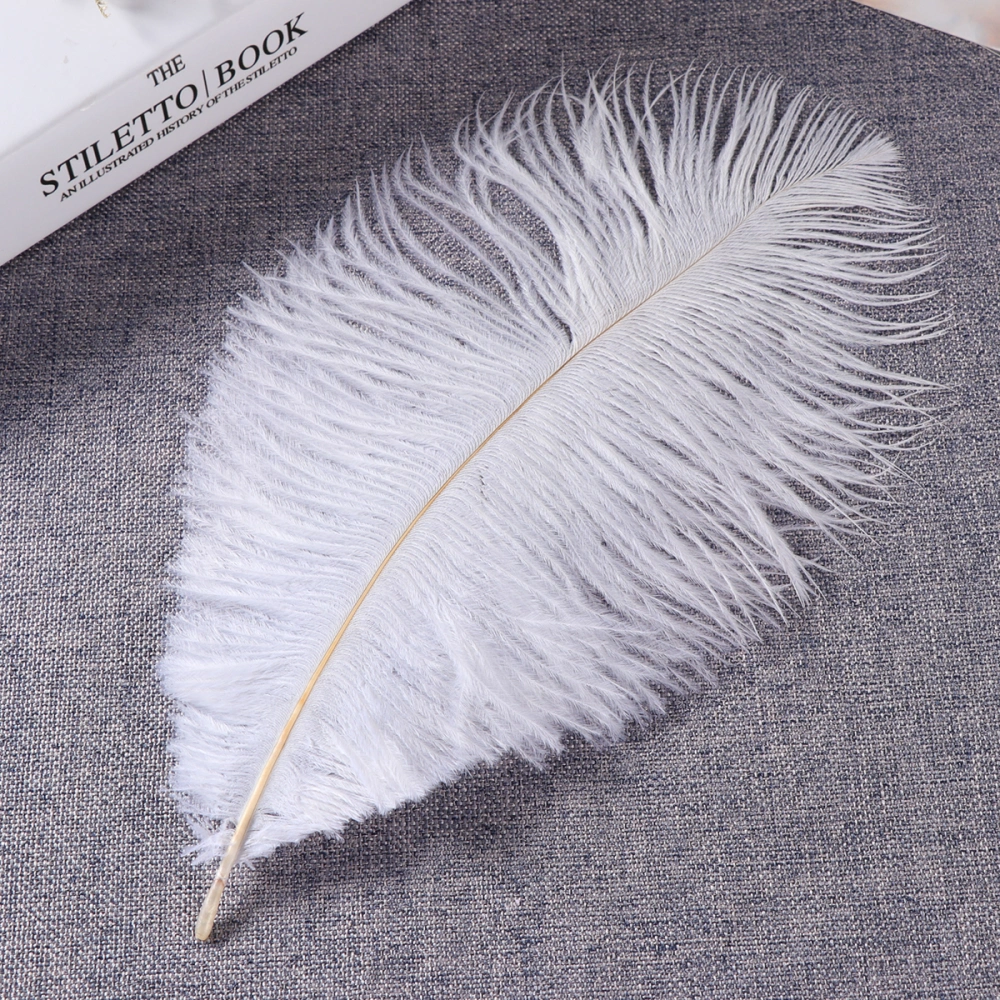 10pcs 20-25cm Faux Ostrich s Plume DIY Crafts for Home Party Decoration Performance Costume Accesory Wedding Centerpieces (White)