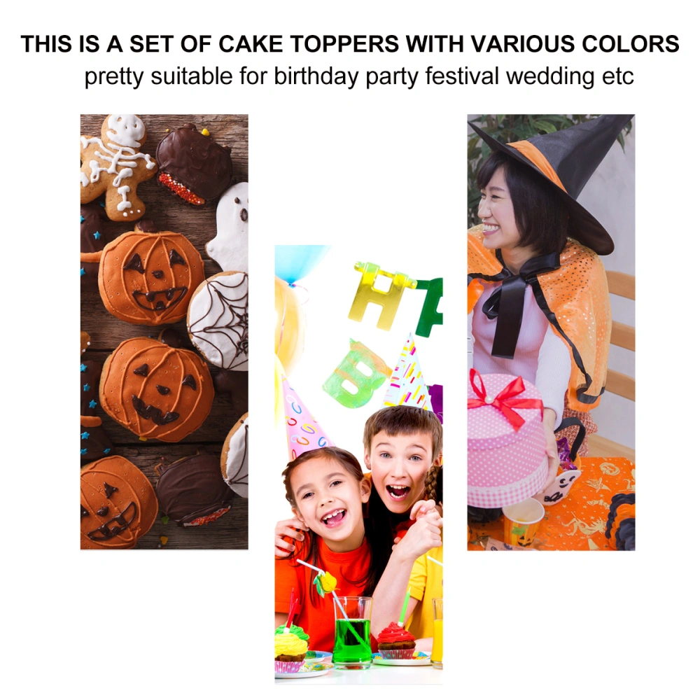 3Pcs Halloween Theme Cake Toppers Pumpkin Cake Picks Cupcake Decorations