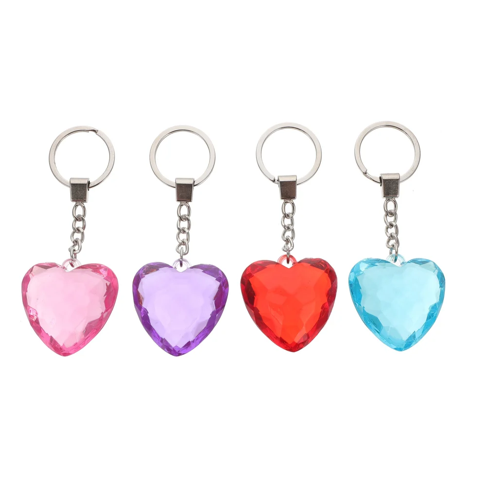 4Pcs Heart Shape Keychains Acrylic Keychains Beautiful Key Rings Key Pendants