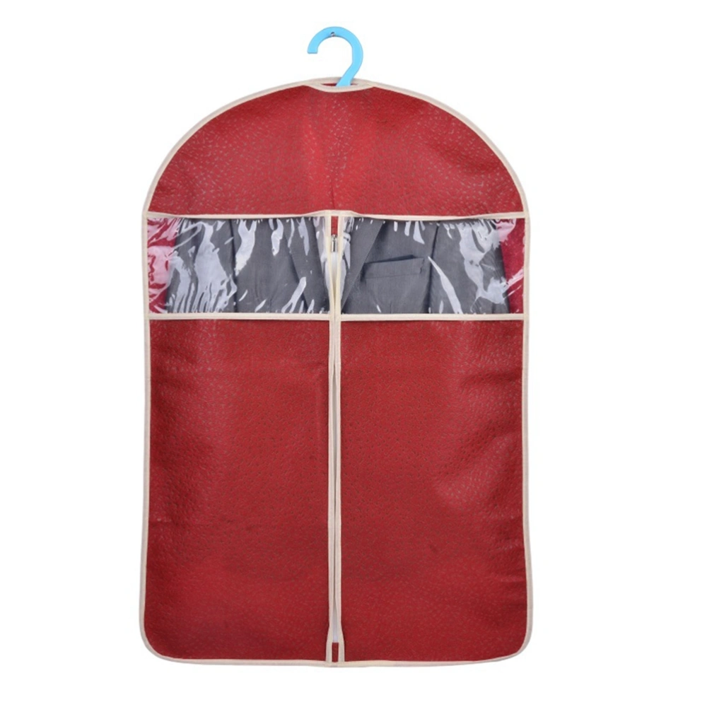 High-end Embossing Clothes Dust Cover Suit Dustproof Storage Bag Garment Organizer Protector Case Size S (Dark Red)