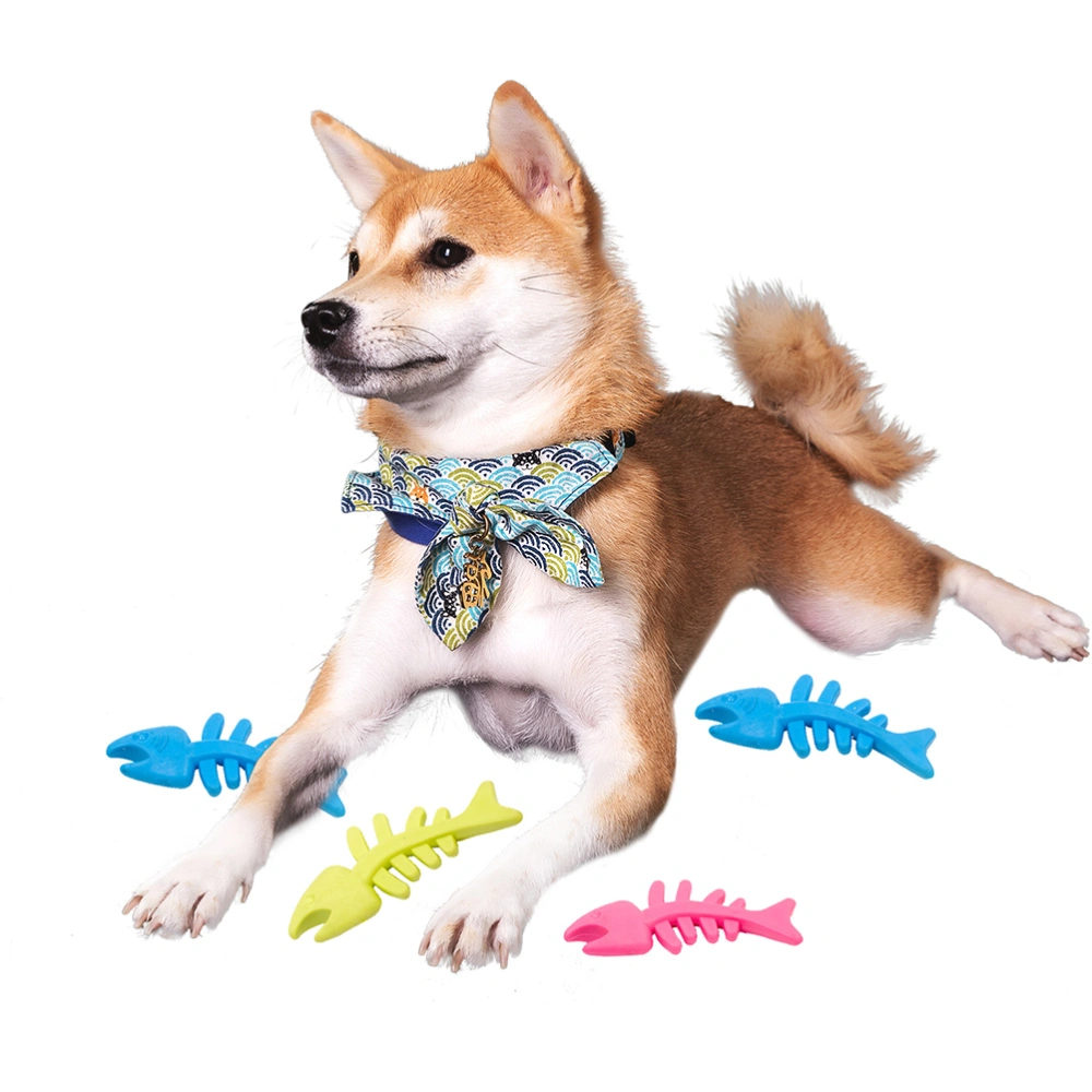 1 Set 9 Pcs Pet Dog Chewing Toys Fish Bone Toys Biting Toys (Random Color)