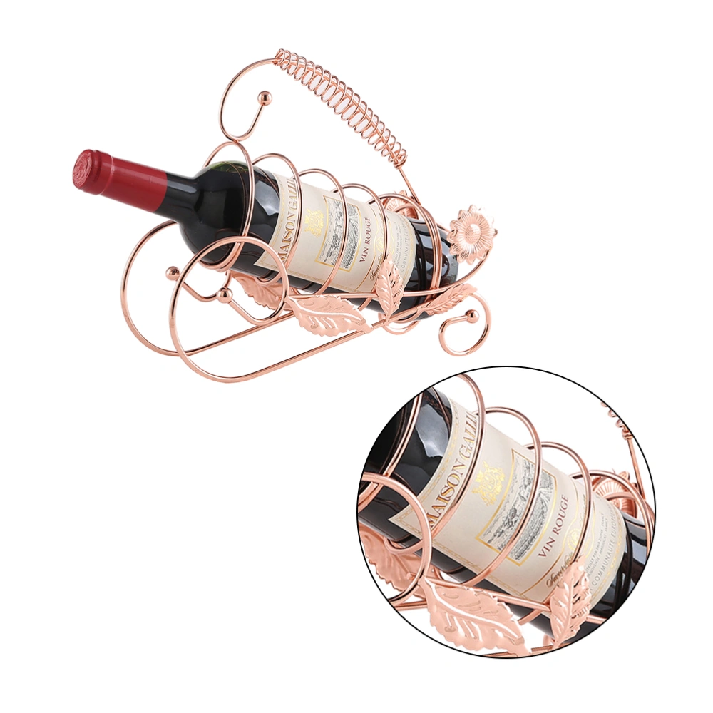 European Style Handheld Wine Rack Iron Wine Holder Creative Wine Display Rack Rose Gold