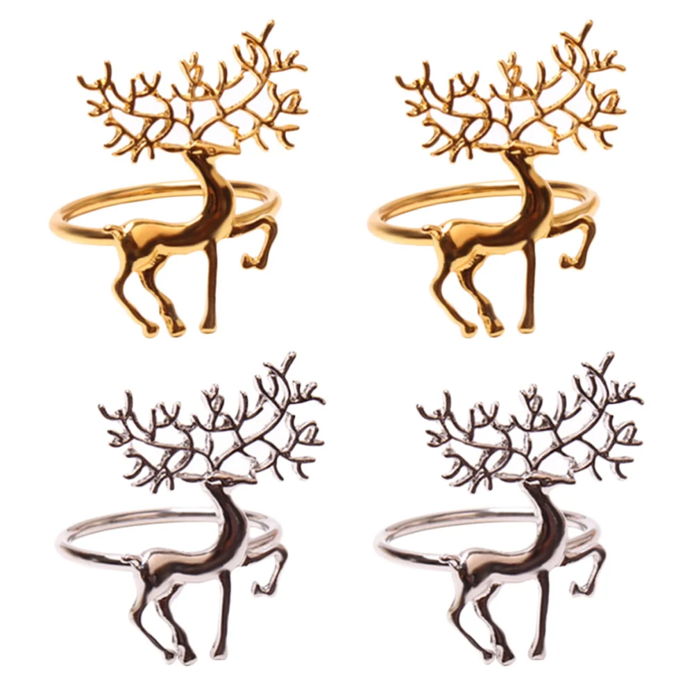 4Pcs Christmas Elk napkin Rings Napkin Clasps Fawn Paper Buckles Tableware Decor