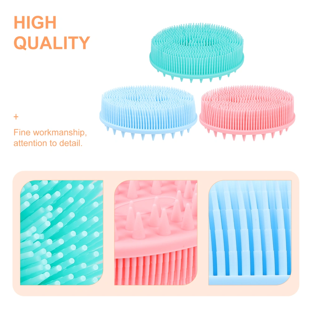 3Pcs Baby Bath Brush Massage Scrubber Shower Brush Kids Silicone Hair Brush