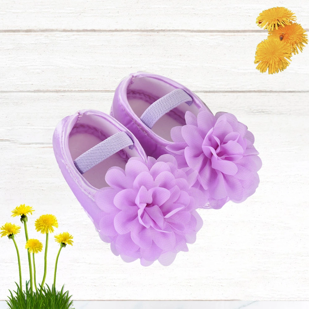 1 Pair of Baby Girls Shoes Lace Shoes Crib Shoes Sole Non-slip Floor Shoes for Newborn Infant Toddler Size 13 Purple