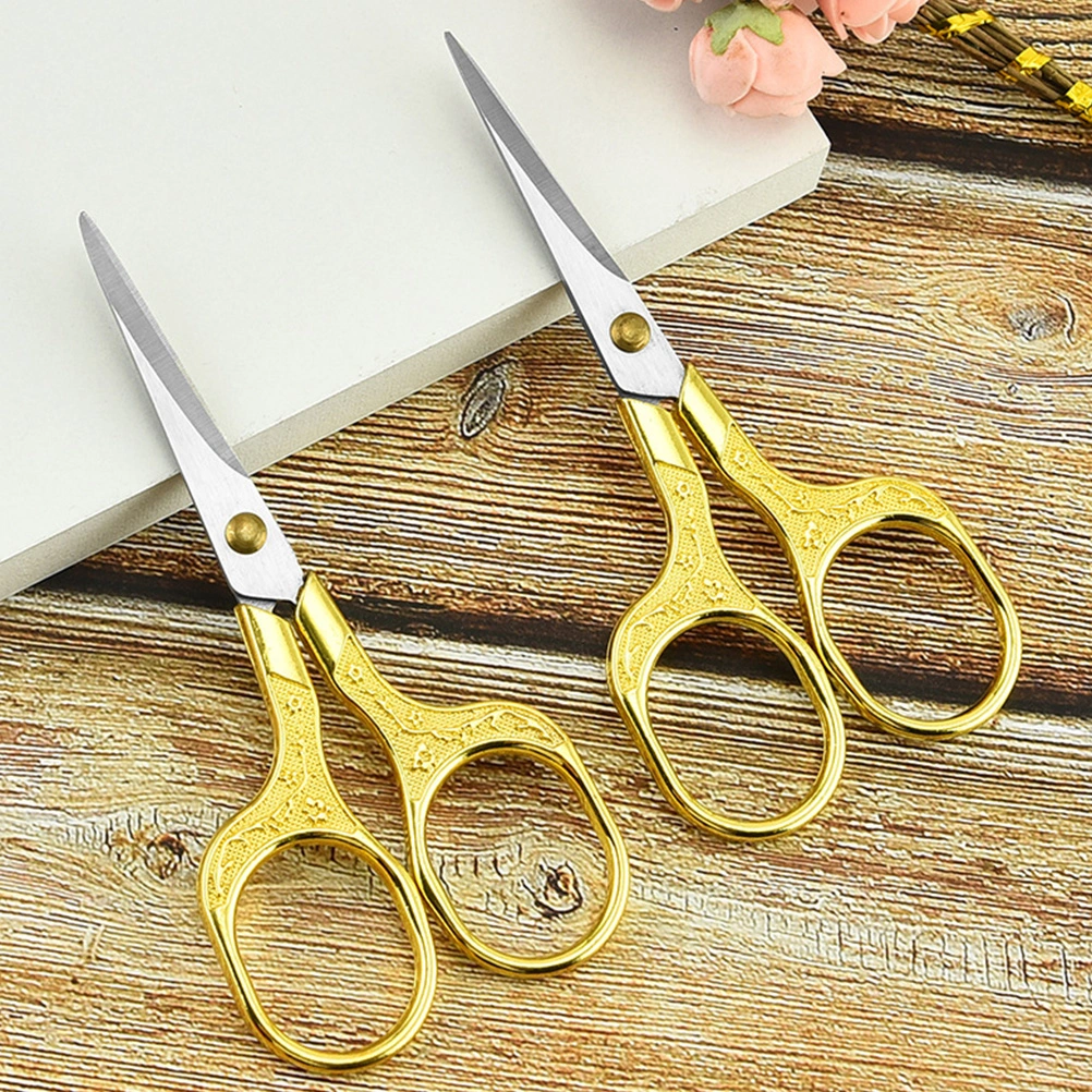 2Pcs Vintage Embroidery Scissors Craft Sewing Scissors Portable Scissors Household Scissors