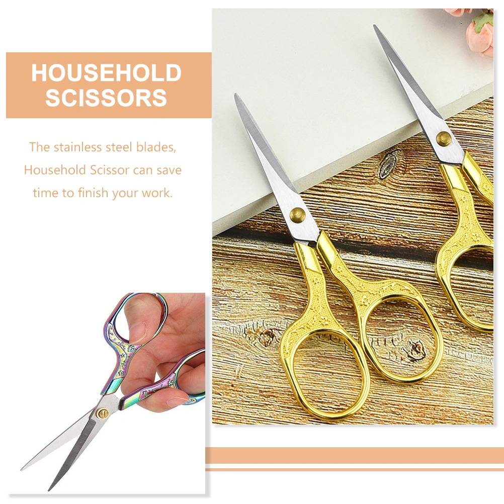 2Pcs Vintage Embroidery Scissors Craft Sewing Scissors Portable Scissors Household Scissors