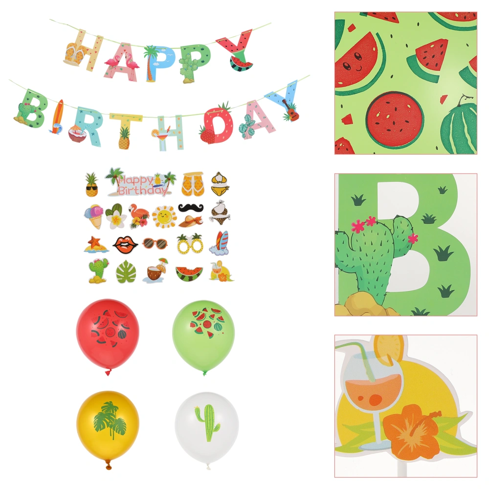 1 Set Birthday Balloon Cake Topper Banner Practical Premium Party Supplies