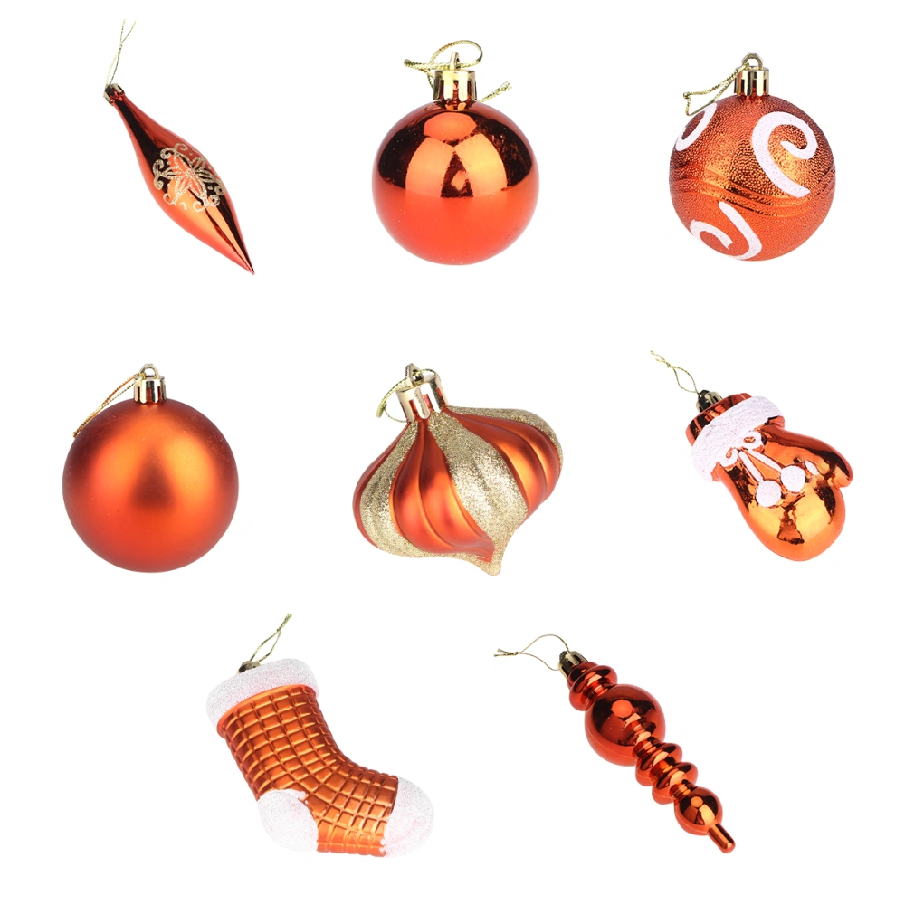 60pcs Xmas Painting Ball Pendants Christmas Tree Hanging Ornaments Wall Decor (Orange)