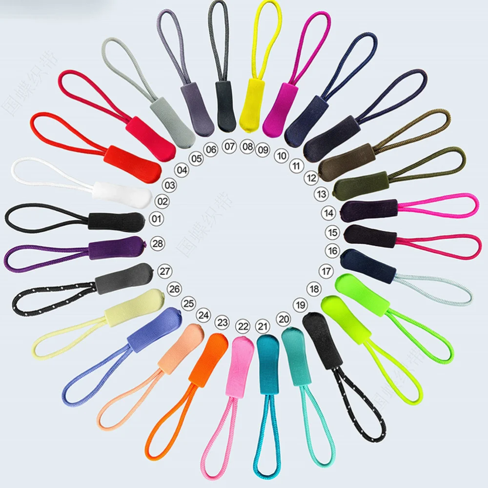 280 Pcs PVC Pull Head Rope Useful Clothing Zipper Practical Zipper Puller Pull Head Zipper Accessories for Bags Luggage Suitcase (28 Colors)