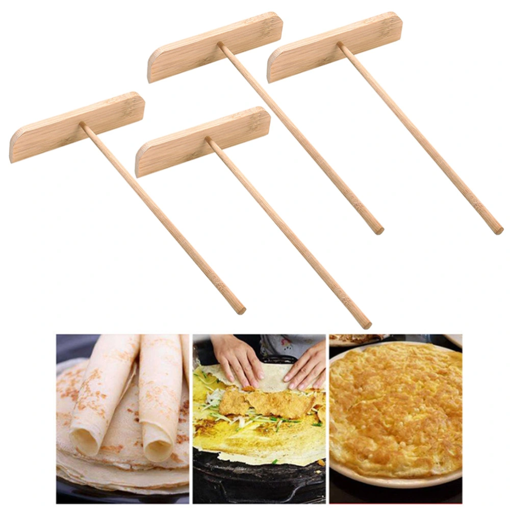 4pcs Wooden Bamboo Crepe Spreader Pancake Rake Batter Spreading Tools