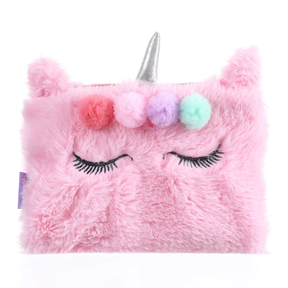 Pink Unicorn Design Shoulder Pouch Plush Crossbody Bag Adorable Coin Bag Girl Purse Portable Outdoor Storage Bag