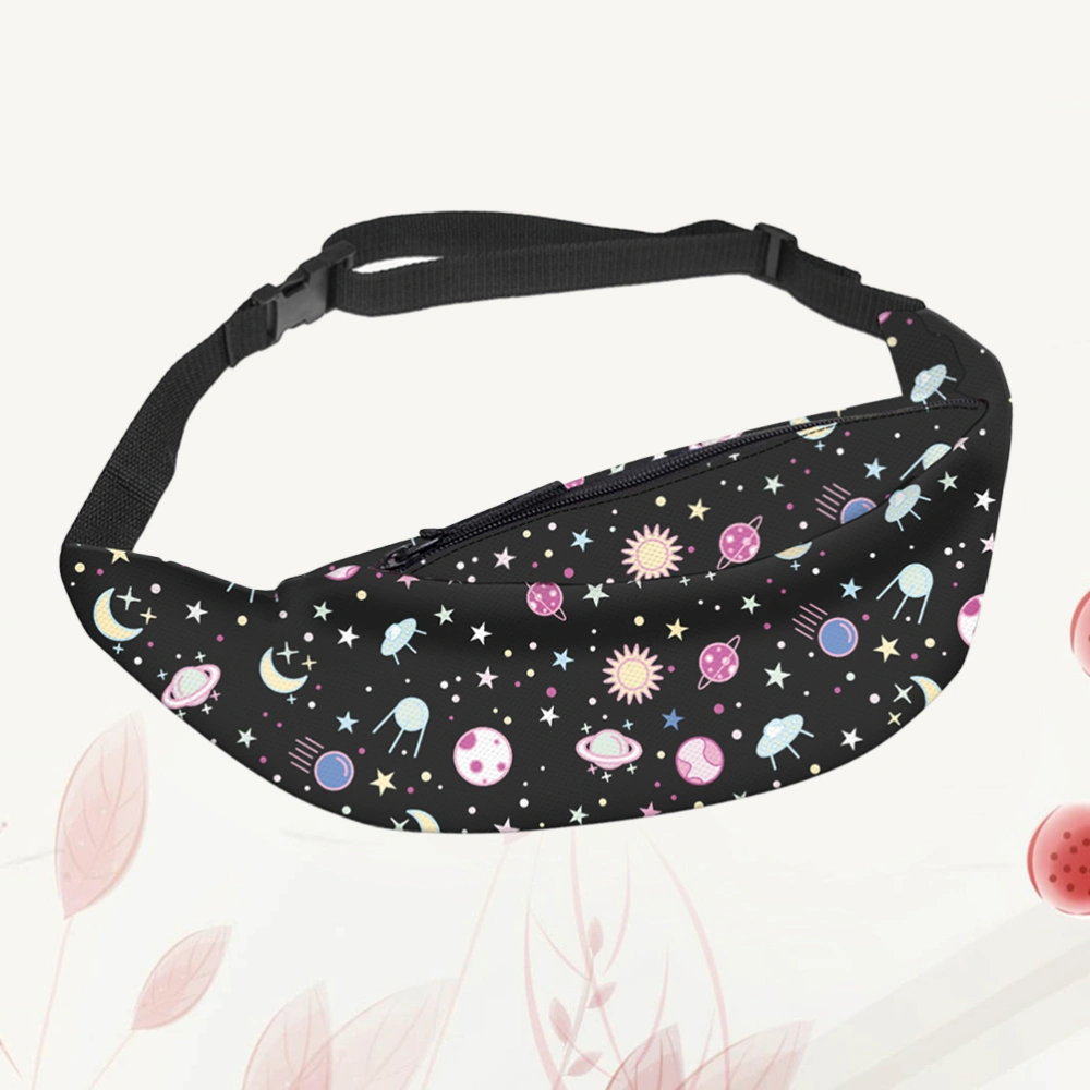 1pc 3D Printing Zipper Bag Adjustable Starry Sky Pattern Waist Bag Fanny Packs Bum Bag