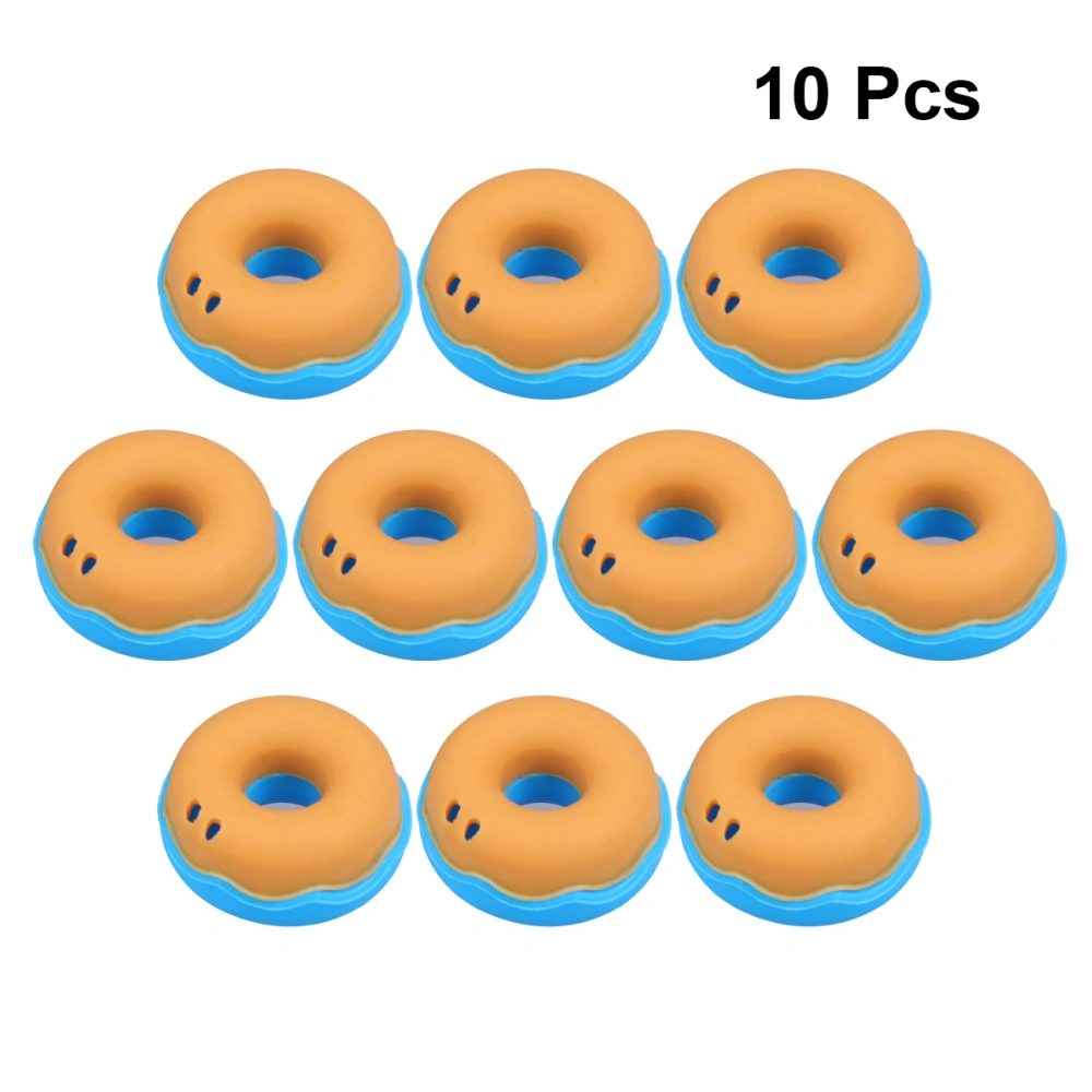 10pcs Creative Donut Silicone Headphones Earphone Holder Cable Winder Cord Organizer Box Cord Wire Storage Case Managemet (Blue)