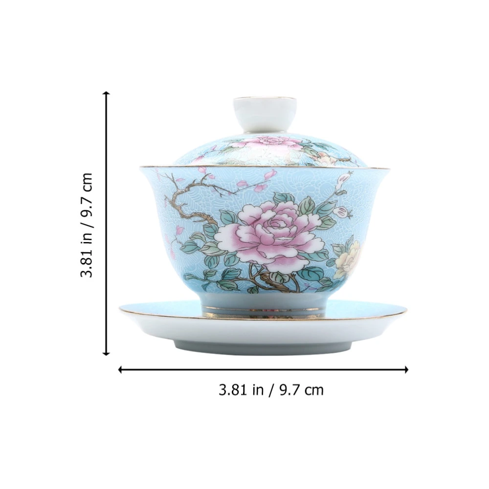 1 Set Decorative Ceramic Tea Bowl Delicate Chinese Tea Bowl with Saucer