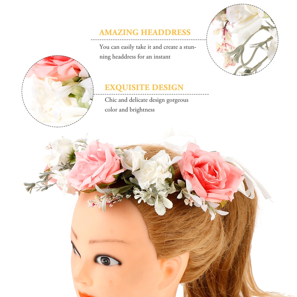 Floral Wreath Wedding Head Garland Bridal Bridesmaids Headband Hawaiian Hairband