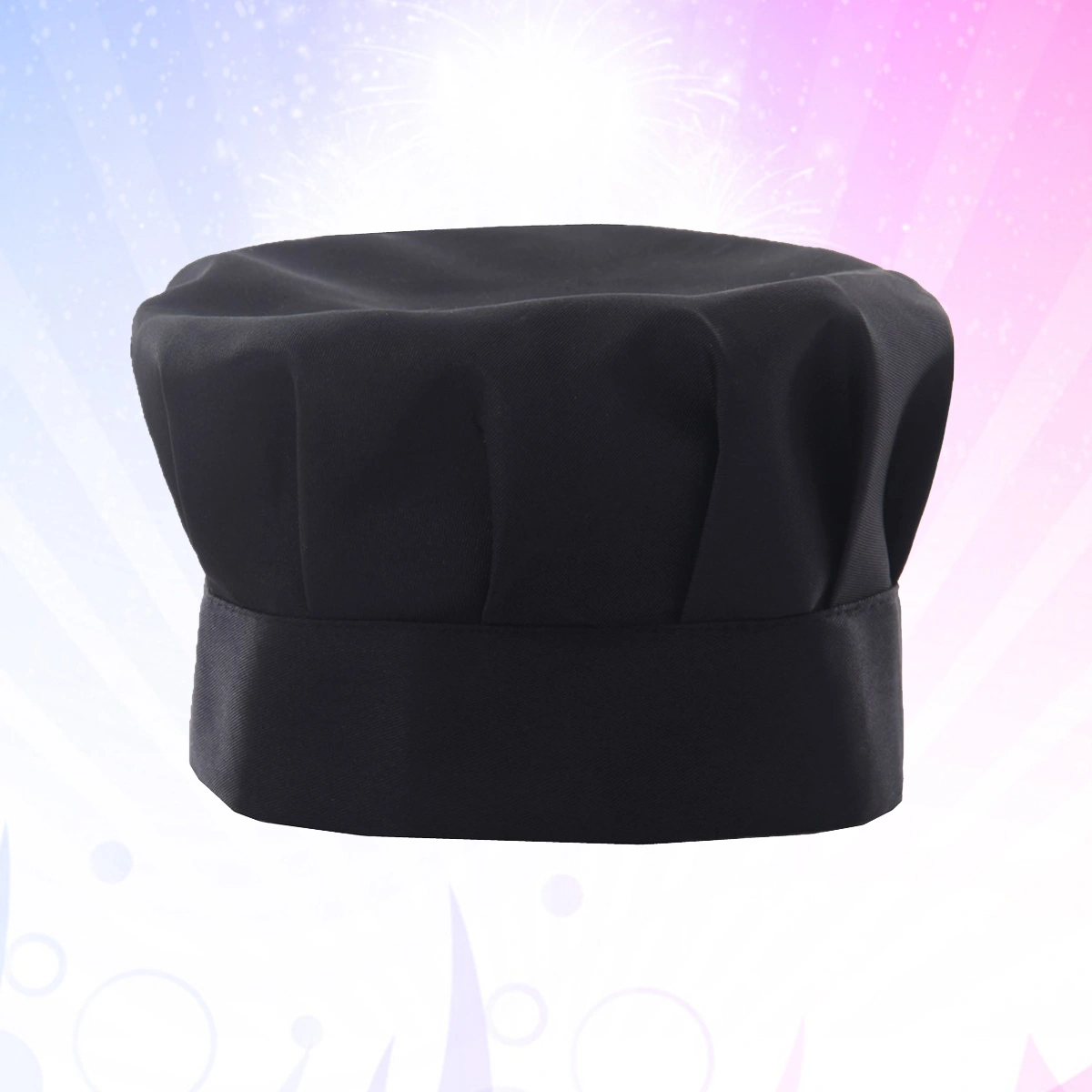 1pc Fabric Bouffancy Mushroom Hat Chef Hat Working Hat Adjustable for Restaurant Hotel (Black)