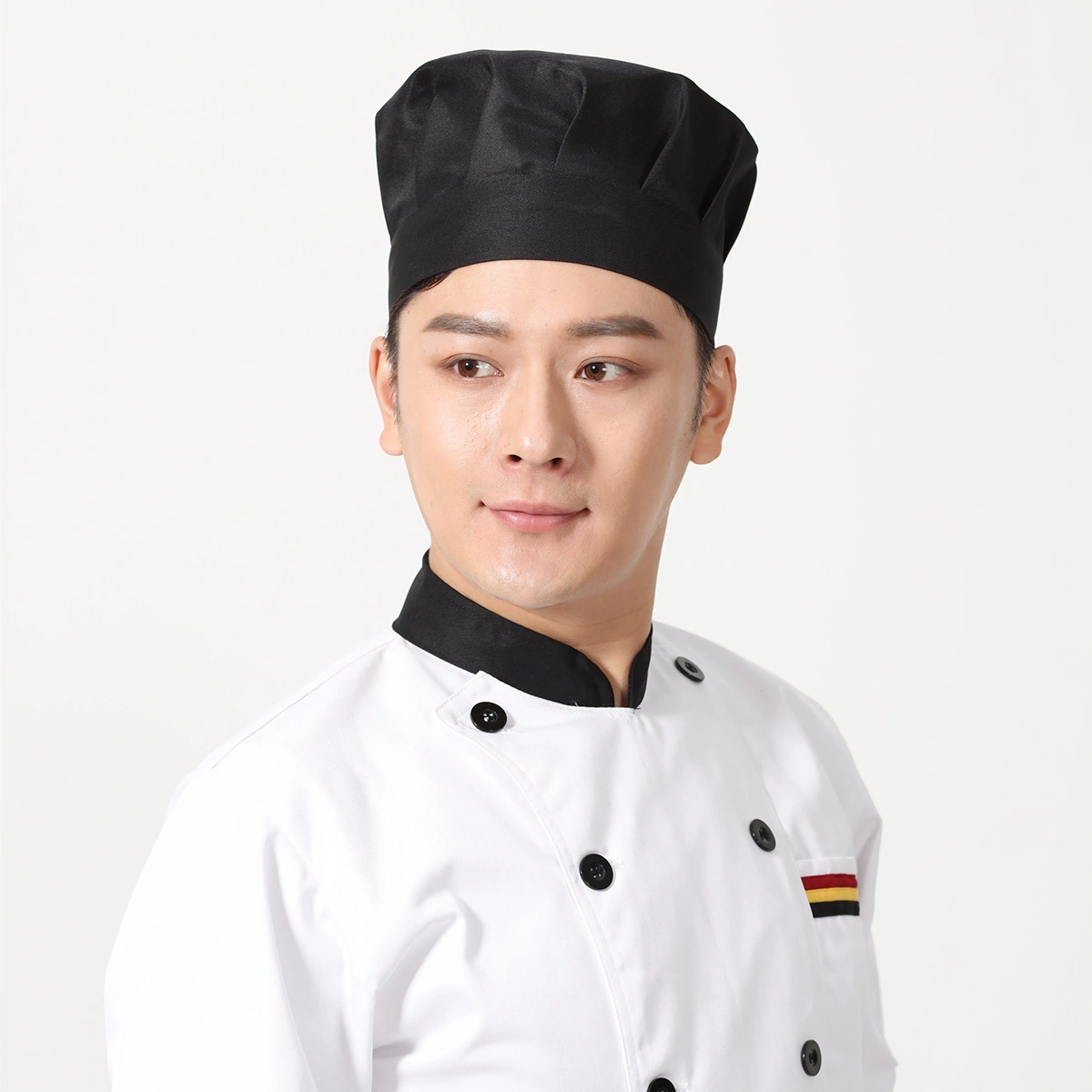 1pc Fabric Bouffancy Mushroom Hat Chef Hat Working Hat Adjustable for Restaurant Hotel (Black)