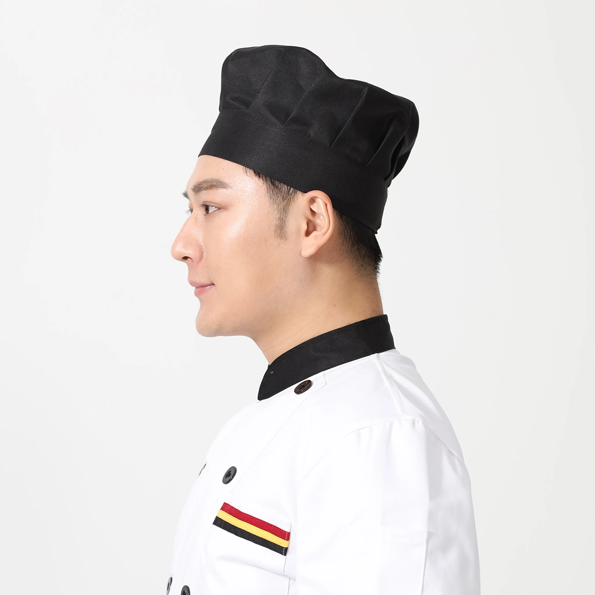 1pc Fabric Bouffancy Mushroom Hat Chef Hat Working Hat Adjustable for Restaurant Hotel (Black)