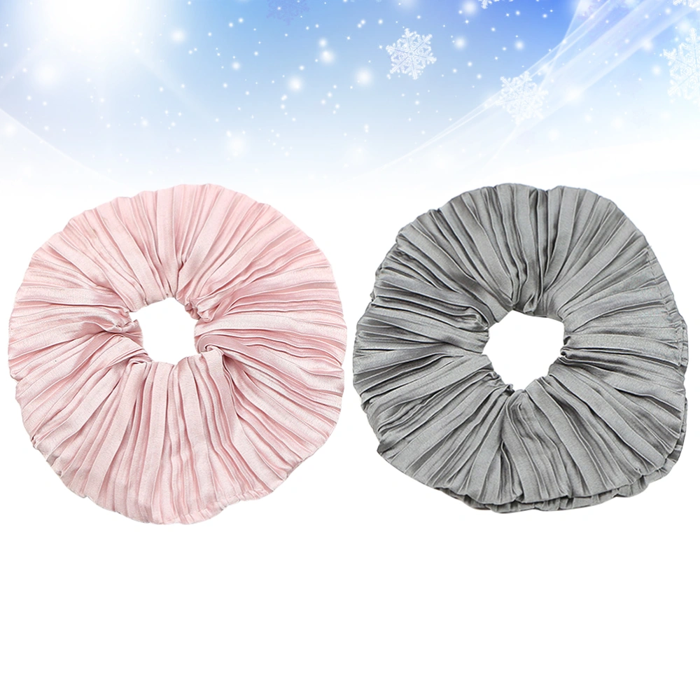 2pcs Fashion Hair Rings Retro Hair Rope Stretchy Girl Hair Ties Hair Accessories Ponytail Holders for Women Lady (Pink + Grey)