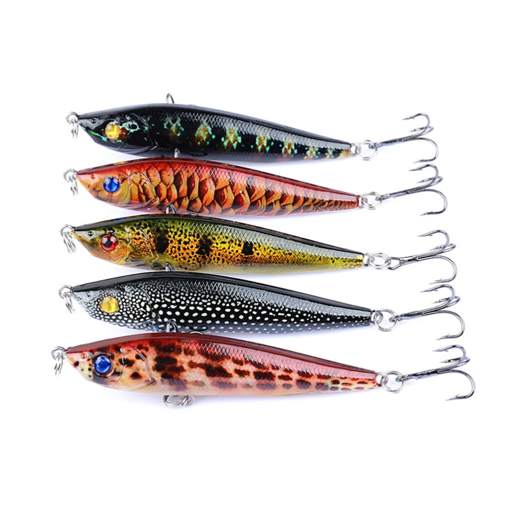 5pcs Painted Hard Fishing Lures Sinking Lures Life-like Swimbaits Pencil Artificial Baits with Strong Treble(Set of 5 Colors)