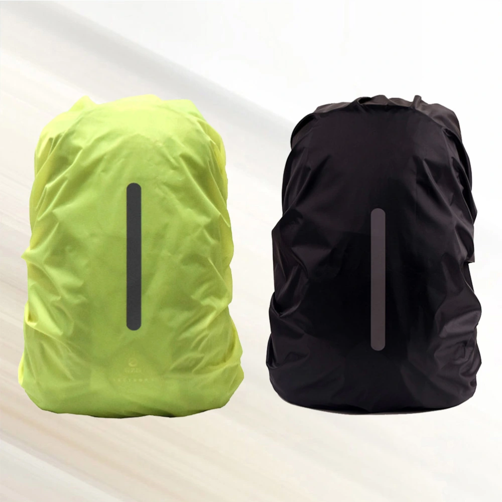 2 Pcs Waterproof Outdoor Backpack Reflective Rain Cover 25-29L Night Safety Light Bag for Camping Hiking Climbing (Size S, Black and Fluorescent Green)