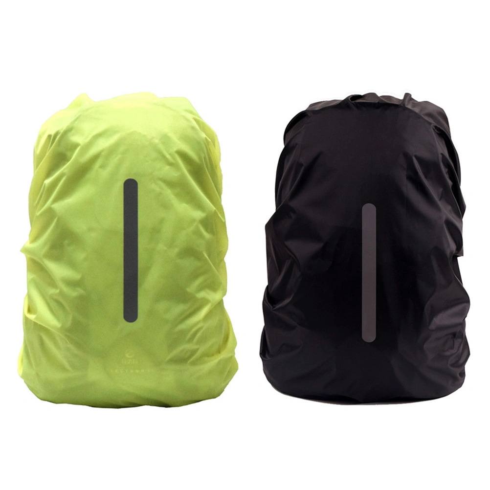 2 Pcs Waterproof Outdoor Backpack Reflective Rain Cover 25-29L Night Safety Light Bag for Camping Hiking Climbing (Size S, Black and Fluorescent Green)