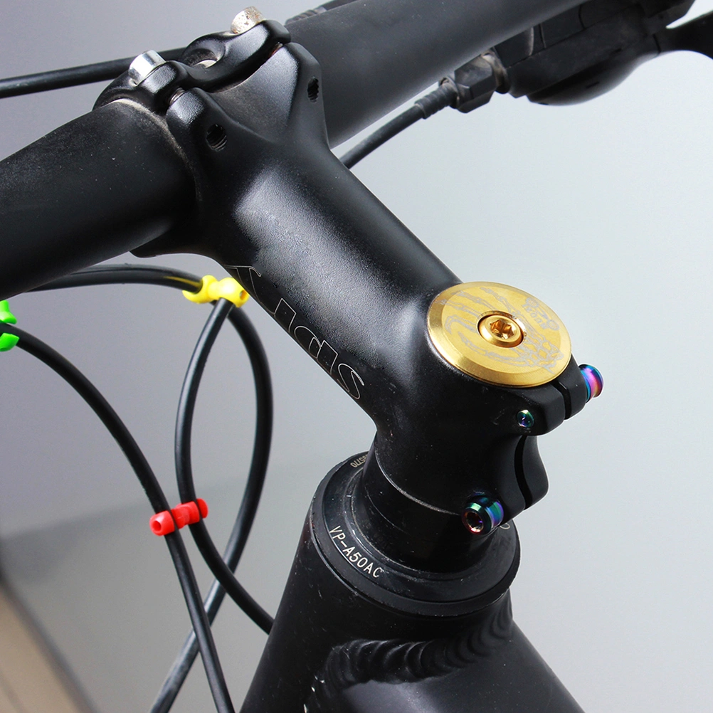 Bowl Cover Titanium Alloy 28.6mm Front Fork Handle Stem Cover Mountain Road Fixed Gear Bike Claw Gold with Screw