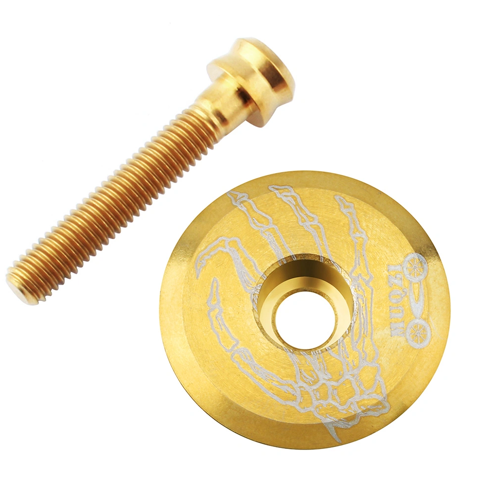 Bowl Cover Titanium Alloy 28.6mm Front Fork Handle Stem Cover Mountain Road Fixed Gear Bike Claw Gold with Screw