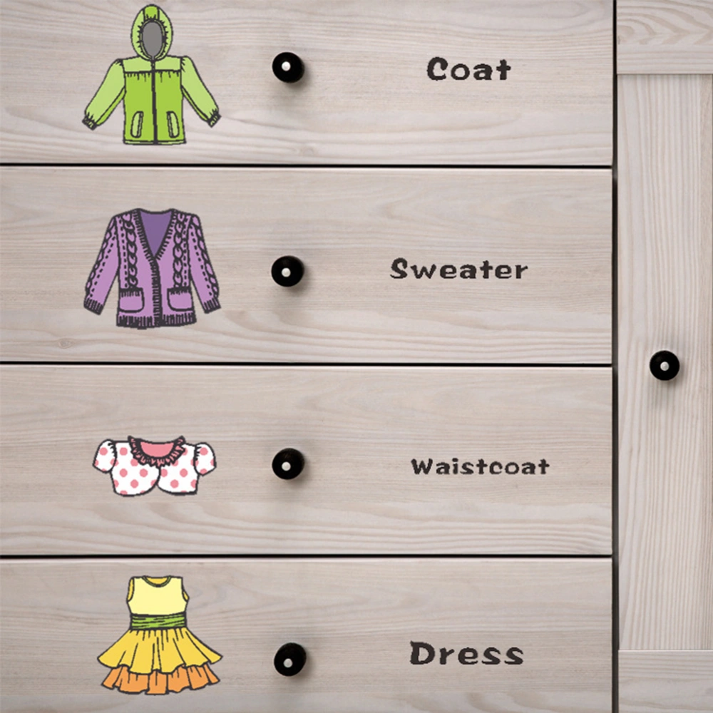 1 Sheet Wardrobe Clothes Classification Logo Costume Label Storage Box Stickers Chic Decals Reminder for Girls Apparel