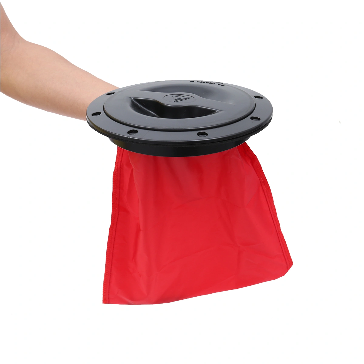 6" ABS Hatch Cover Deck Plate with Red Cat Bag for Kayak Boat Fishing Rigging (Black)